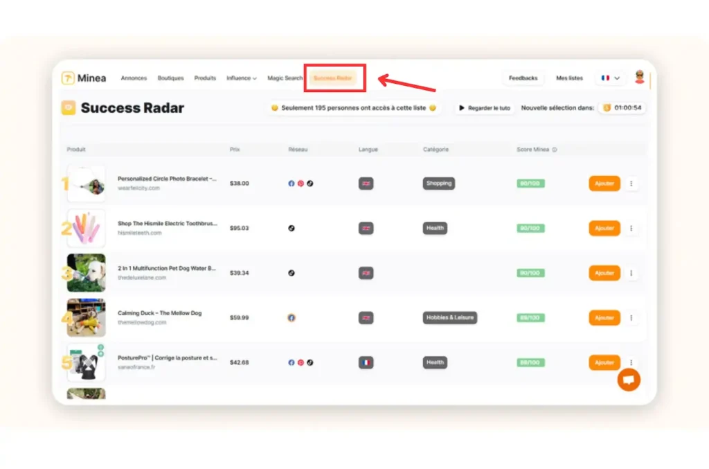 Minea AI-Powered Features
