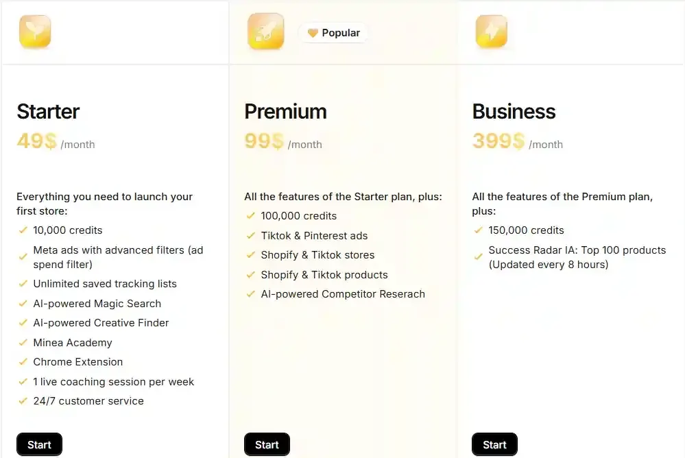Minea Pricing Plan
