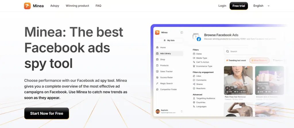 Minea Facebook Ad Spy